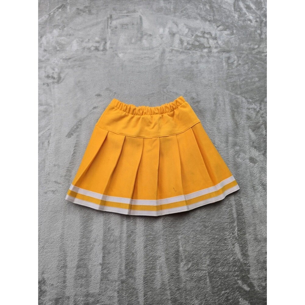 Vintage Teamwork Athletic Cheerleader Skirt Yellow Gold Pleated Stripes Sz...